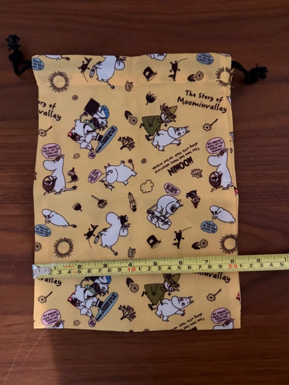 NWOT - Moominvalley Yellow Drawstring Pouch Bag 8